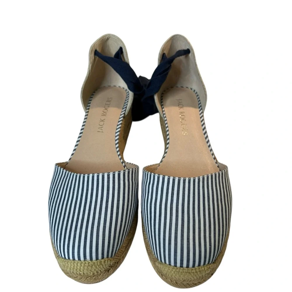 NEW Jack Rogers Espadrille Wedge Sandal Palmer Ankle Wrap Closed Toe Size 9.5